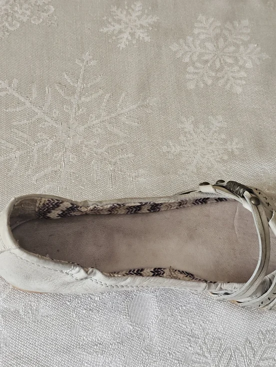 MJUS leather Ballerina Flats  Slip Ons Weathered Grey Elastic On Straps Sz 38 - Picture 8 of 16